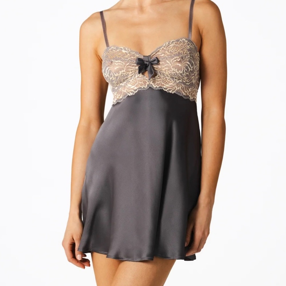 🖤 NK Imode: Gray & Gold Chemise: 💯 Silk 🖤 EUC, Like New (Sz:S/P)
